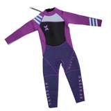 Maxbell Neoprene Wetsuit Long Sleeve Full Body Swimsuit for Kids Black+ purple XL
