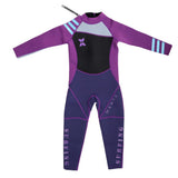 Maxbell Neoprene Wetsuit Long Sleeve Full Body Swimsuit for Kids Black+ purple XL