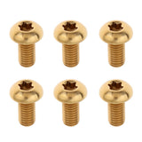 Maxbell 6pcs M5 x10/12mm Bike T25 Head Screw Disc Brake Rotor Bolts Golden M5×10mm