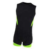 Maxbell Men's Cycling Jersey Sleeveless Vest with Short Pants 3XL Fluo Green Black