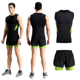 Maxbell Men's Cycling Jersey Sleeveless Vest with Short Pants 3XL Fluo Green Black
