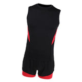 Maxbell Men's Cycling Jersey Sleeveless Vest with Short Pants 4XL Red Black