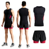 Maxbell Men's Cycling Jersey Sleeveless Vest with Short Pants 4XL Red Black