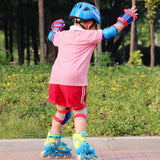 Maxbell 6 Pieces Kids Roller Skating Protective Gear Knee Elbow Wrist Pad Blue   XS