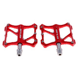 Maxbell 1 Pair Bicycle Pedal Aluminium Alloy Flat Platform Bike Cycling Pedals Red
