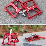 Maxbell 1 Pair Bicycle Pedal Aluminium Alloy Flat Platform Bike Cycling Pedals Red