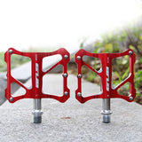 Maxbell 1 Pair Bicycle Pedal Aluminium Alloy Flat Platform Bike Cycling Pedals Red