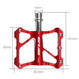 Maxbell 1 Pair Bicycle Pedal Aluminium Alloy Flat Platform Bike Cycling Pedals Red