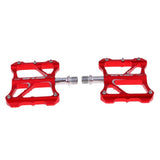 Maxbell 1 Pair Bicycle Pedal Aluminium Alloy Flat Platform Bike Cycling Pedals Red