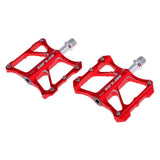 Maxbell 1 Pair Bicycle Pedal Aluminium Alloy Flat Platform Bike Cycling Pedals Red