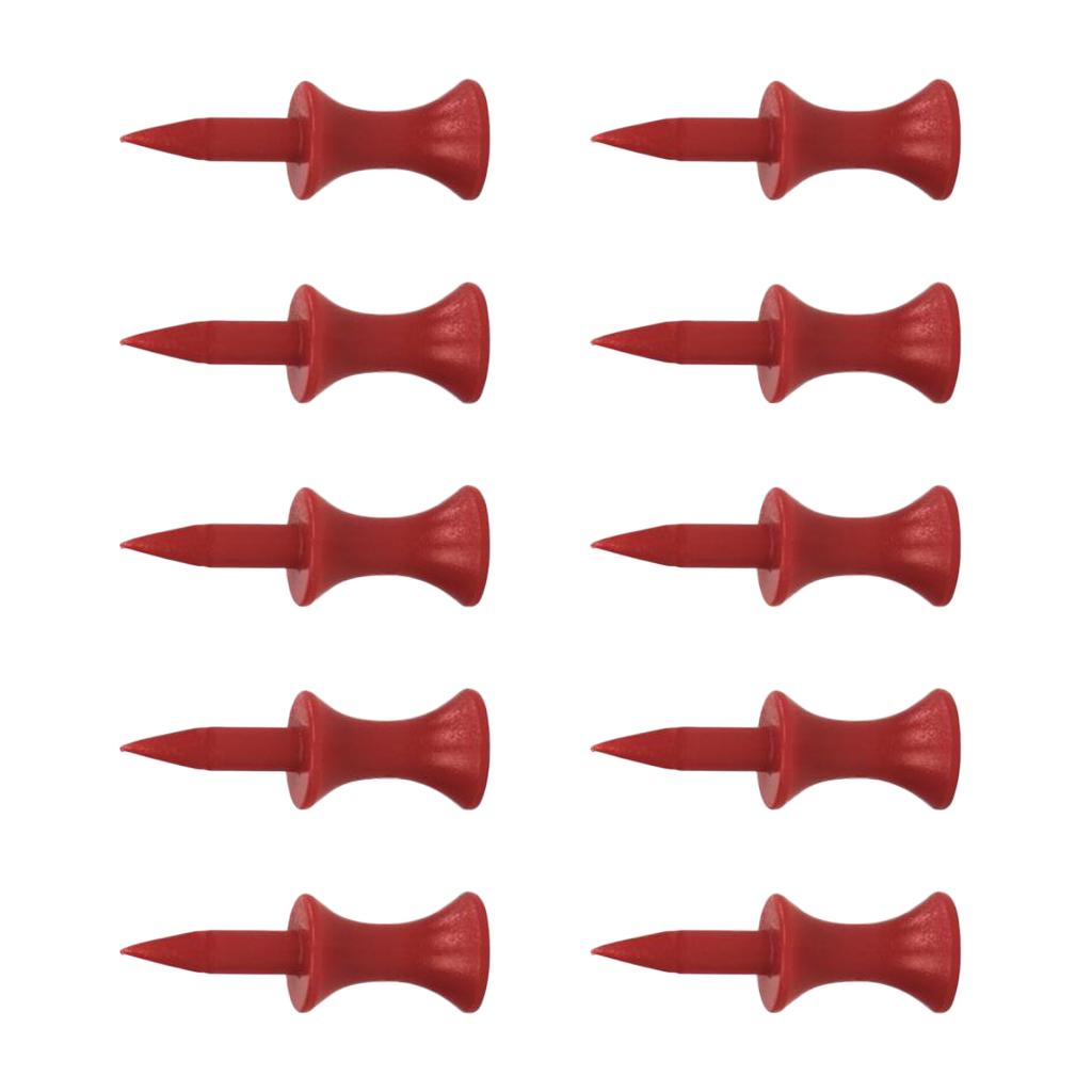 Maxbell 10pcs Golf Tees Plastic Golf Nail Limit Pin Outdoor Sport Supply 37mm Red