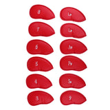 Maxbell 12 Pieces Waterproof PU Leather Golf Iron Head Cover Headcover Set Red