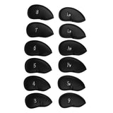 Maxbell 12 Pieces Waterproof PU Leather Golf Iron Head Cover Headcover Set Black 1