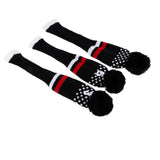 Maxbell 3Pcs Pom Pom Knit Headcover Long Neck Driver Fairway Woods Head Cover Black