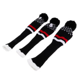 Maxbell 3Pcs Pom Pom Knit Headcover Long Neck Driver Fairway Woods Head Cover Black