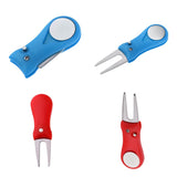 Maxbell Pitch Repair Divot Switchblade Tool Golf Ball Marker Groove Cleaner Red