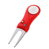 Maxbell Pitch Repair Divot Switchblade Tool Golf Ball Marker Groove Cleaner Red