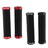 Maxbell 1 Pair Leather Bike Handlebar Grips Lock on Anti-slip Handle Bar Cover Black