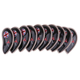 Maxbell 10pcs/pack Golf Club Head Covers Wedge Iron Protective Iron Covers Black