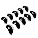 Maxbell 10pcs Neoprene Golf Club Head Covers Wedge Iron Protective Black+White