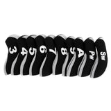 Maxbell 10pcs Neoprene Golf Club Head Covers Wedge Iron Protective Black+White