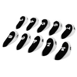 Maxbell 10pcs Neoprene Golf Club Head Covers Wedge Iron Protective Black+White