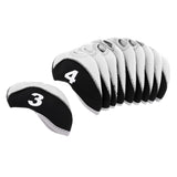 Maxbell 10pcs Neoprene Golf Club Head Covers Wedge Iron Protective Black+White