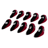 Maxbell 10pcs Neoprene Golf Club Head Covers Wedge Iron Protective Black+Claret