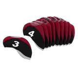 Maxbell 10pcs Neoprene Golf Club Head Covers Wedge Iron Protective Black+Claret