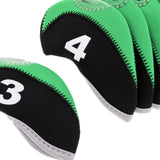 Maxbell 10pcs Neoprene Golf Club Head Covers Wedge Iron Protective Black+Green