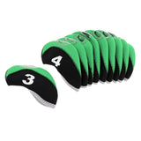 Maxbell 10pcs Neoprene Golf Club Head Covers Wedge Iron Protective Black+Green