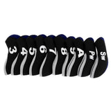 Maxbell 10pcs Neoprene Golf Club Head Covers Wedge Iron Protective Black+Navy Blue