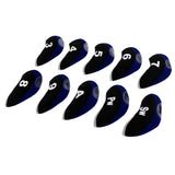 Maxbell 10pcs Neoprene Golf Club Head Covers Wedge Iron Protective Black+Navy Blue