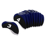 Maxbell 10pcs Neoprene Golf Club Head Covers Wedge Iron Protective Black+Navy Blue