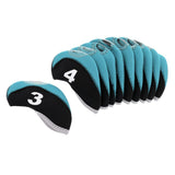 Maxbell 10pcs Neoprene Golf Club Head Covers Wedge Iron Protective Black+Light Blue