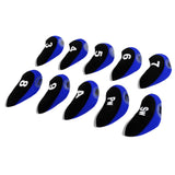 Maxbell 10pcs Neoprene Golf Club Head Covers Wedge Iron Protective Black+Royal Blue