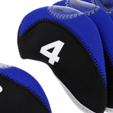 Maxbell 10pcs Neoprene Golf Club Head Covers Wedge Iron Protective Black+Royal Blue