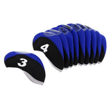 Maxbell 10pcs Neoprene Golf Club Head Covers Wedge Iron Protective Black+Royal Blue