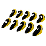 Maxbell 10pcs Neoprene Golf Club Head Covers Wedge Iron Protective Black+Yellow