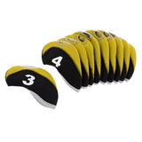 Maxbell 10pcs Neoprene Golf Club Head Covers Wedge Iron Protective Black+Yellow