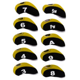 Maxbell 10pcs Neoprene Golf Club Head Covers Wedge Iron Protective Black+Yellow