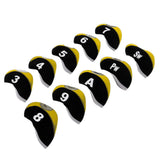 Maxbell 10pcs Neoprene Golf Club Head Covers Wedge Iron Protective Black+Yellow