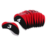 Maxbell 10pcs Neoprene Golf Club Head Covers Wedge Iron Protective Black+Red