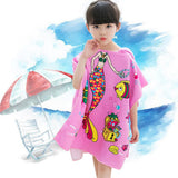 Maxbell Kids Surf Beach Hooded Poncho Changing Robe Pool Bath Towel Pink Mermaid