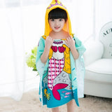 Maxbell Kids Surf Beach Hooded Poncho Changing Robe Pool Bath Towel Blue Mermaid