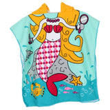 Maxbell Kids Surf Beach Hooded Poncho Changing Robe Pool Bath Towel Blue Mermaid