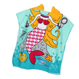 Maxbell Kids Surf Beach Hooded Poncho Changing Robe Pool Bath Towel Blue Mermaid