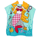 Maxbell Kids Surf Beach Hooded Poncho Changing Robe Pool Bath Towel Blue Mermaid