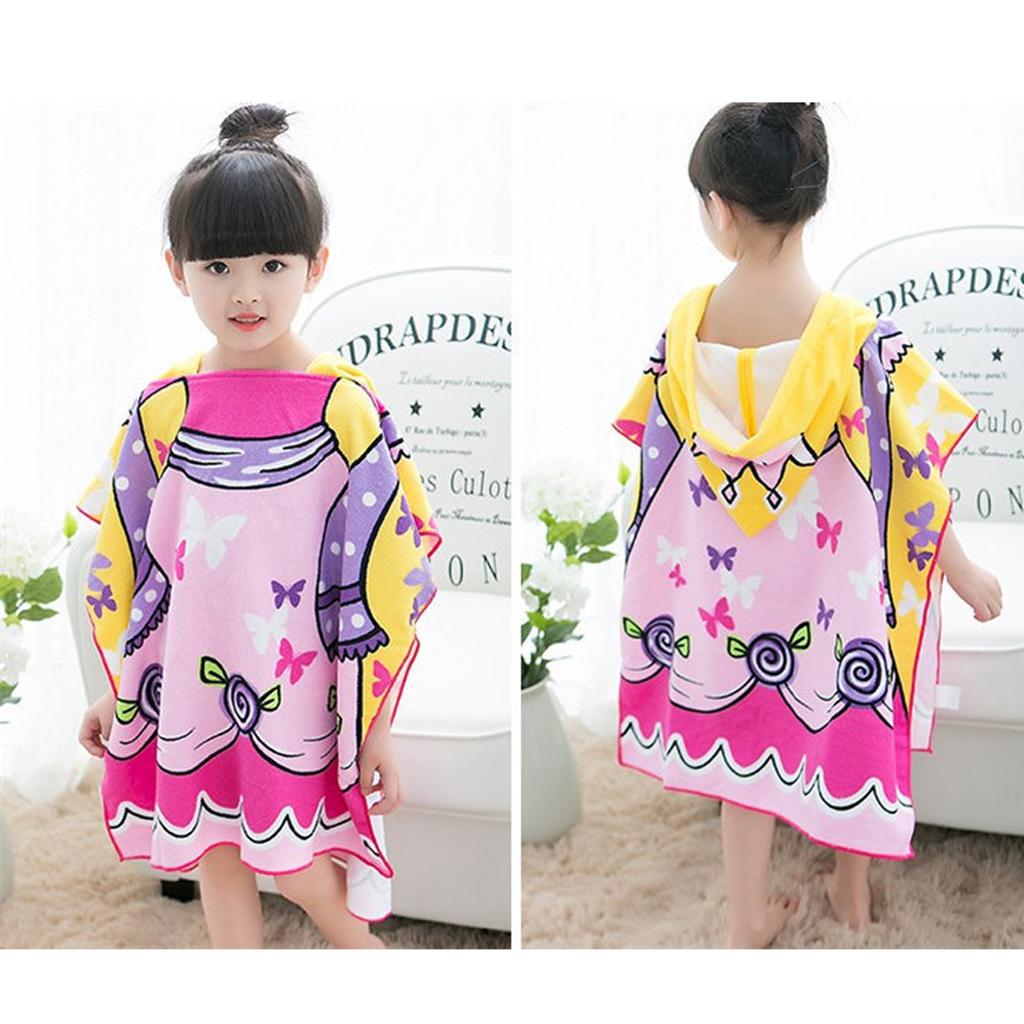 Maxbell Kids Surf Beach Hooded Poncho Changing Robe Pool Bath Towel Butterfly