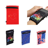 Maxbell Sports Wristband Sweatband Wallet Zipper Pocket Armband M American Flag